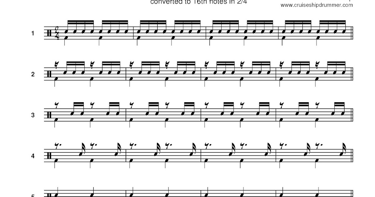 Cruise Ship Drummer!: Basic 16th note rhythms